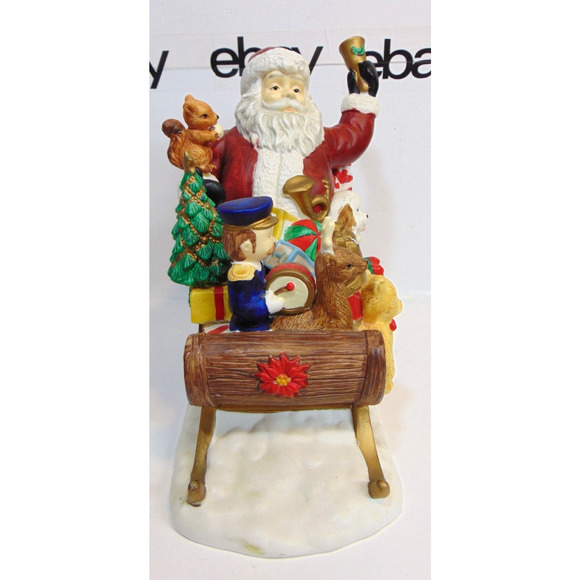 Vintage Christmas Santa Clause With Sleigh Centerpiece Presents Decor Box 10.5" - Picture 6 of 16